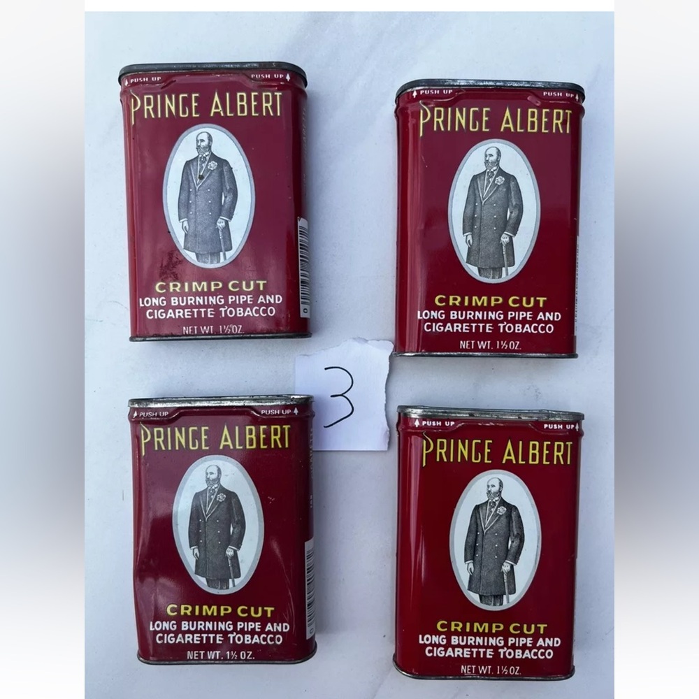 Vintage Lot of 4 Empty Prince Albert Cans - Collectible Tin Containers 3